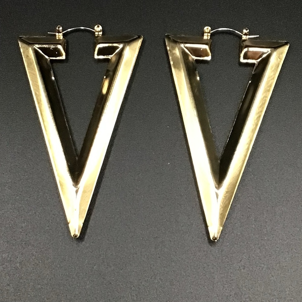 Gold Triangle Hoop Earrings